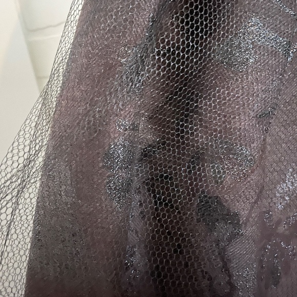 Vintage Maxi skirt Formal Jacquart Tulle Brown Floral Wool blend Shiny Sz 10 - Picture 7 of 13